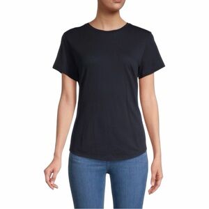Vince Dark Navy Semi Sheer Short Sleeve Crewneck Pullover T Shirt Tee Top Small